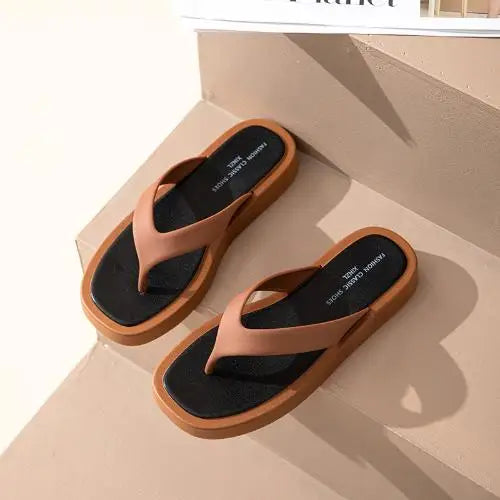 Mixed Platform Flip Flops Thick Bottom Slippers