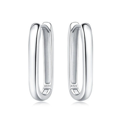 925 Sterling Silver Simple Gold U-shaped Earrings