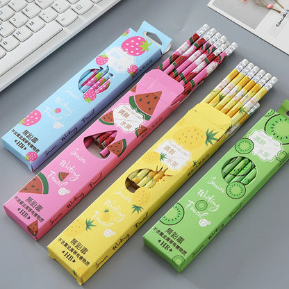 12Pcs/lot Fresh Fruits Watermelon Strawberry Standard Wood Pencil