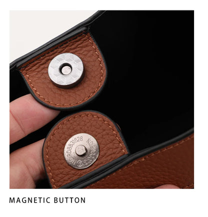 Bolso de lona y cuero genuino