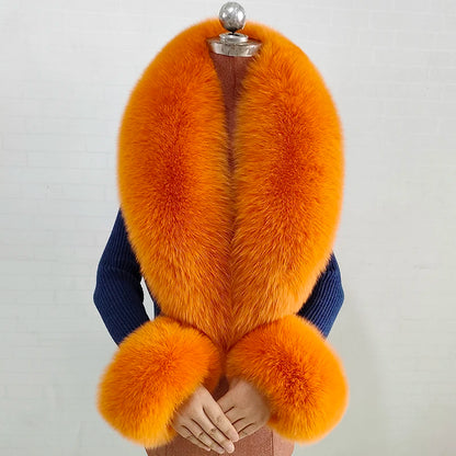 Conjunto de bufanda y puños de piel de zorro natural