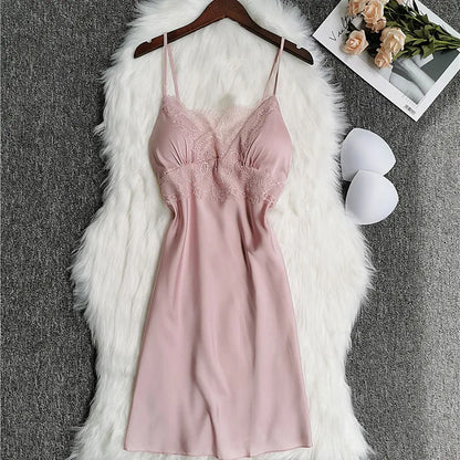 White 5PCS  Satin Sleepwear