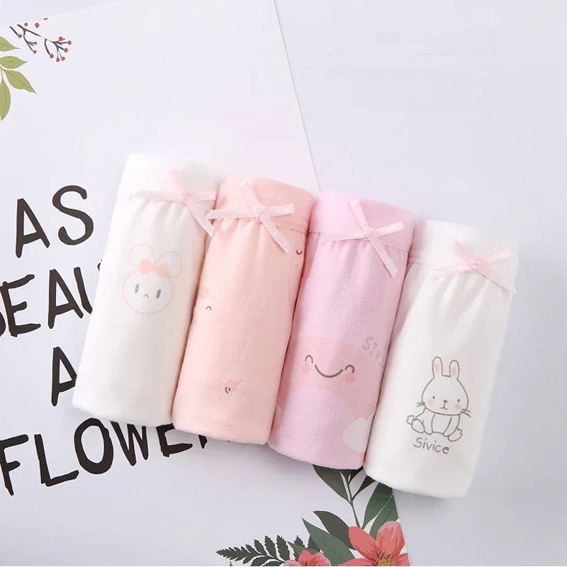 4 Pcs/Lot Girls Underwear Soft Cotton Panties Triangle Shorts