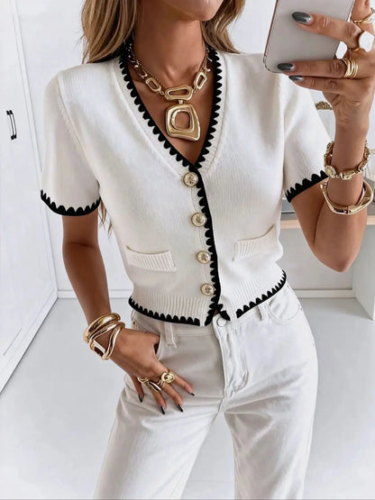 Niche Knit Cardigan Lazy Style V-Neck Cardigan Casual and Elegant Coat Jacket Coat
