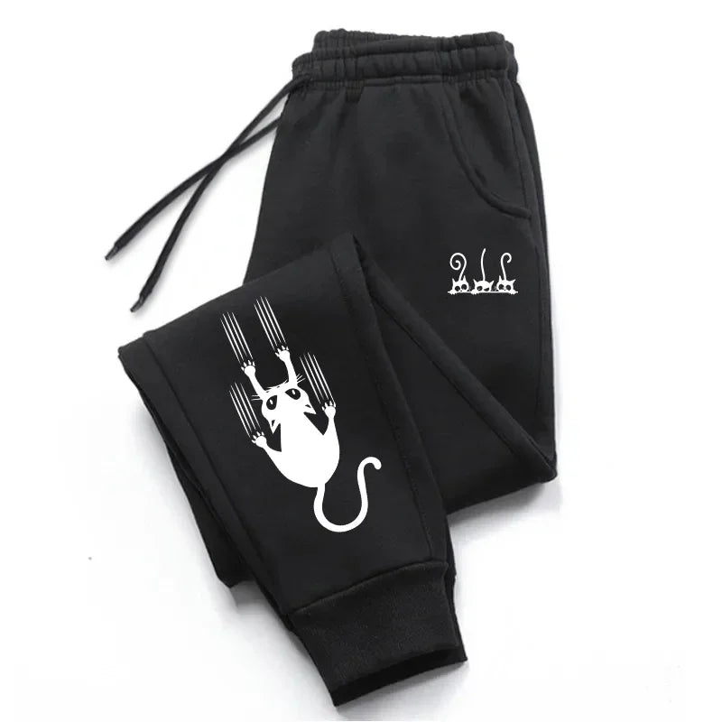 Sweatpants Cute Cat Print Pants Gym Sports Casual Tracksuit Trousers Jogging