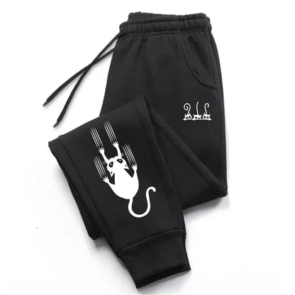 Sweatpants Cute Cat Print Pants Gym Sports Casual Tracksuit Trousers Jogging