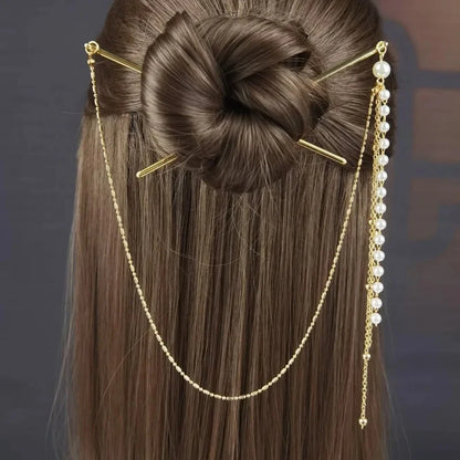 Long Tassel Double Chain Hair Pins Nunchaku Hairpin Chinese Hanfu Hair Stick