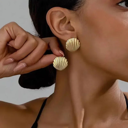 Exaggerated Leaf Flower Hoop Earrings