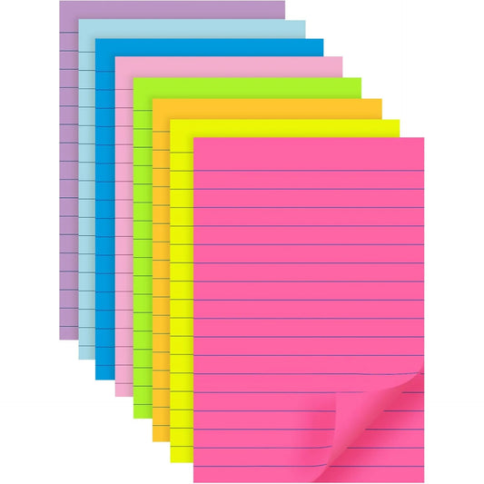 Large Lined Fluorescent Sticky Notes  Memo Pads