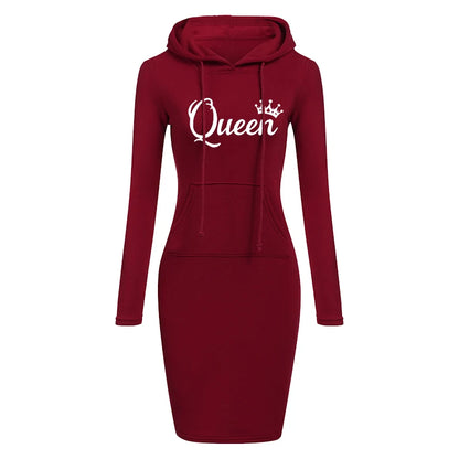 Elegant Bodycon Pullovers Pocket Hooded Casual Long Sleeve Mini Dress