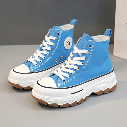 High Top Lace-Up Height Canvas Sneakers