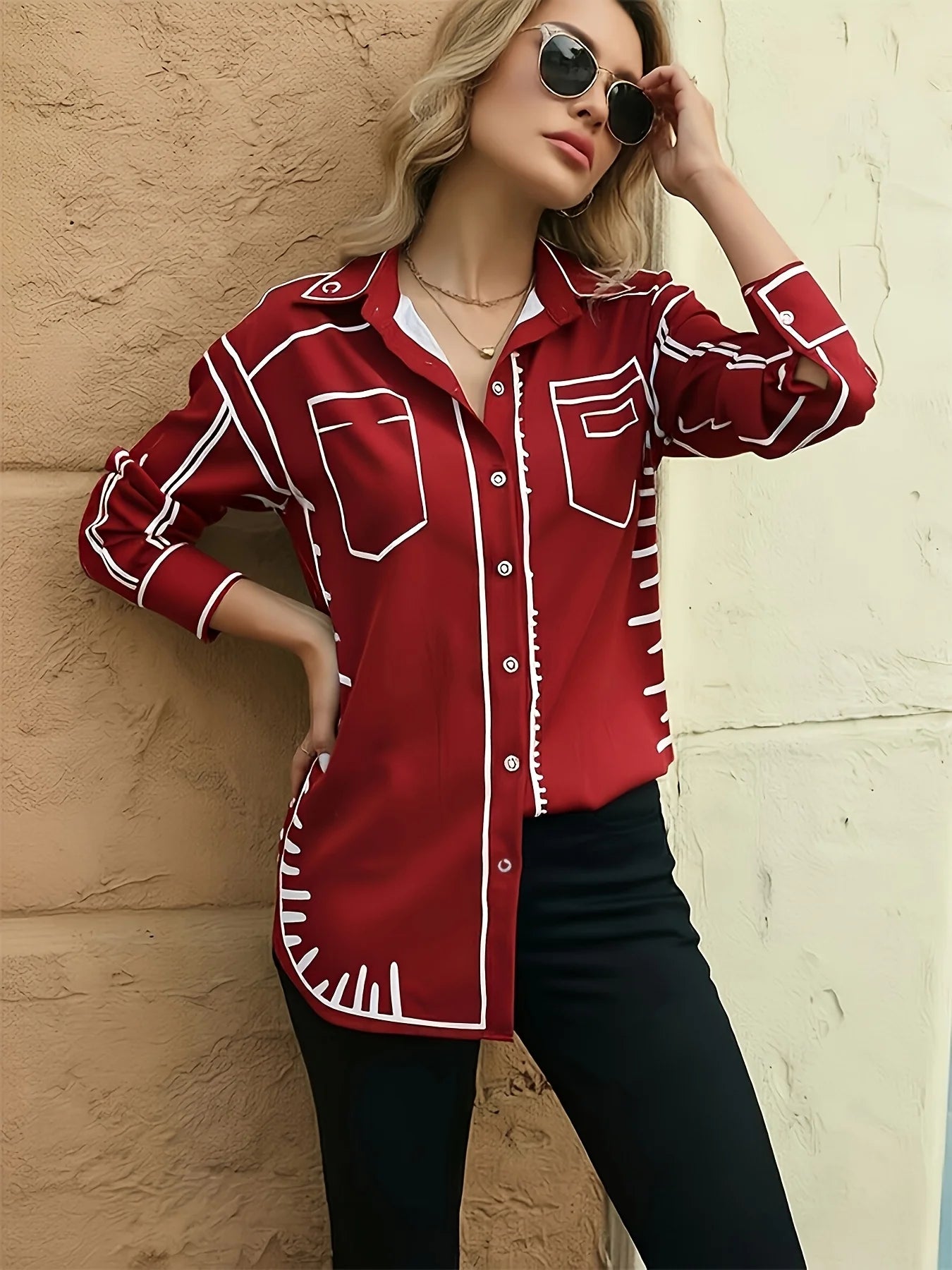 Fashion printed ladies Spring Summer shirts