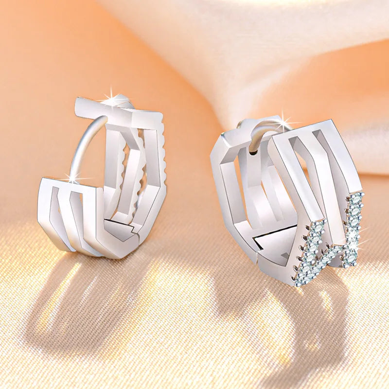 925 Sterling Silver Zircon Buckle Earrings