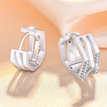 925 Sterling Silver Zircon Buckle Earrings