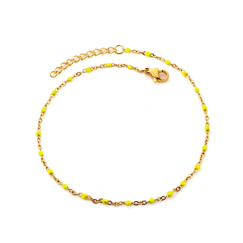 Bohemian Blue Green Yellow Beads Anklet Chains