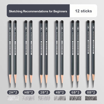 2H HB B 2B 3B 4B 5B 6B 7B 8B 12B 14B Sketch Drawing Graphite Charcoal Pencils Set