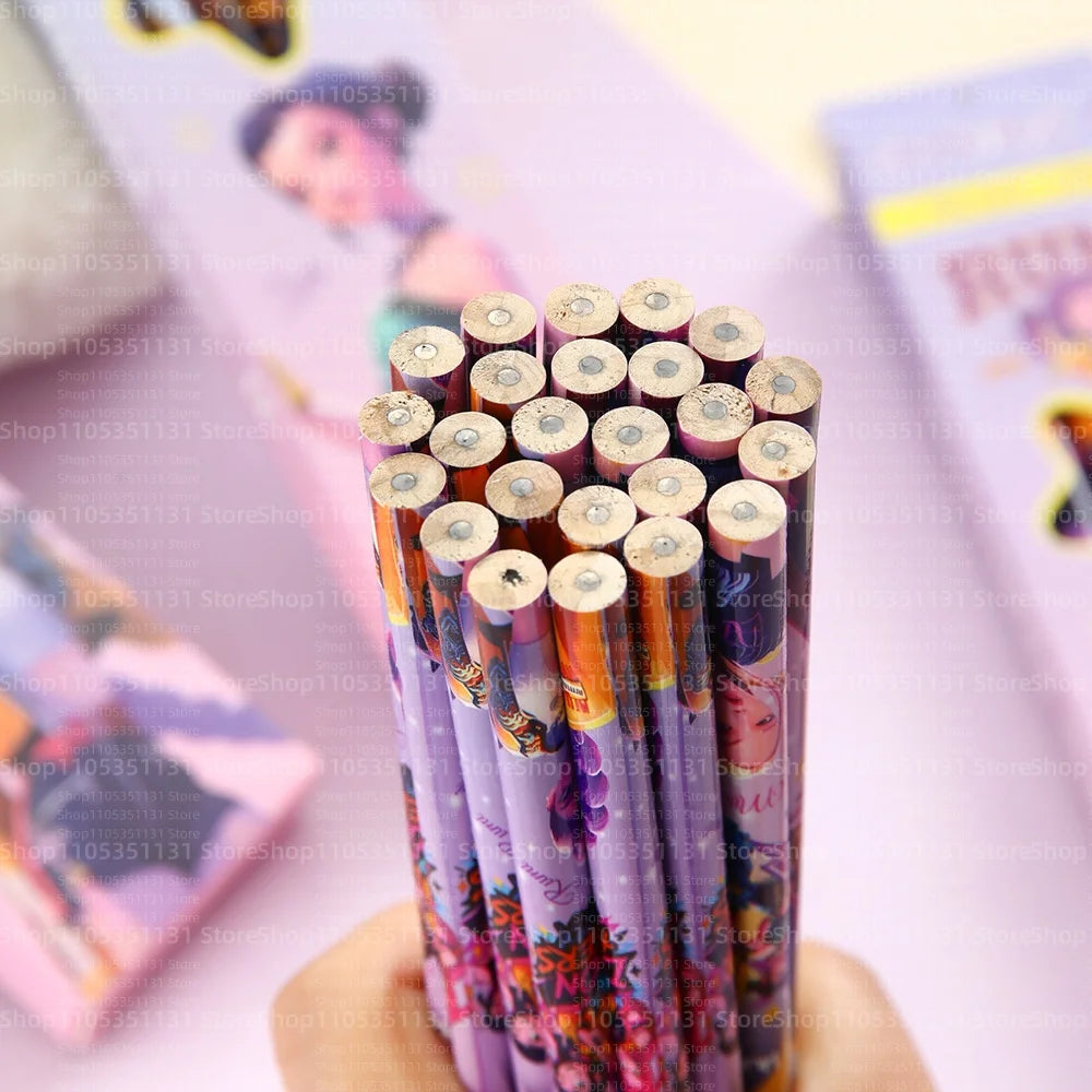 12Pcs/Box HB 2B Colored Pencils Smooth Writing Cute Anime Stationery