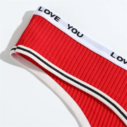 3pcs Ribbed Cotton G String Lingerie