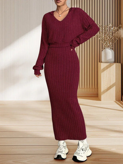 Loose Long Sleeved Red Dress