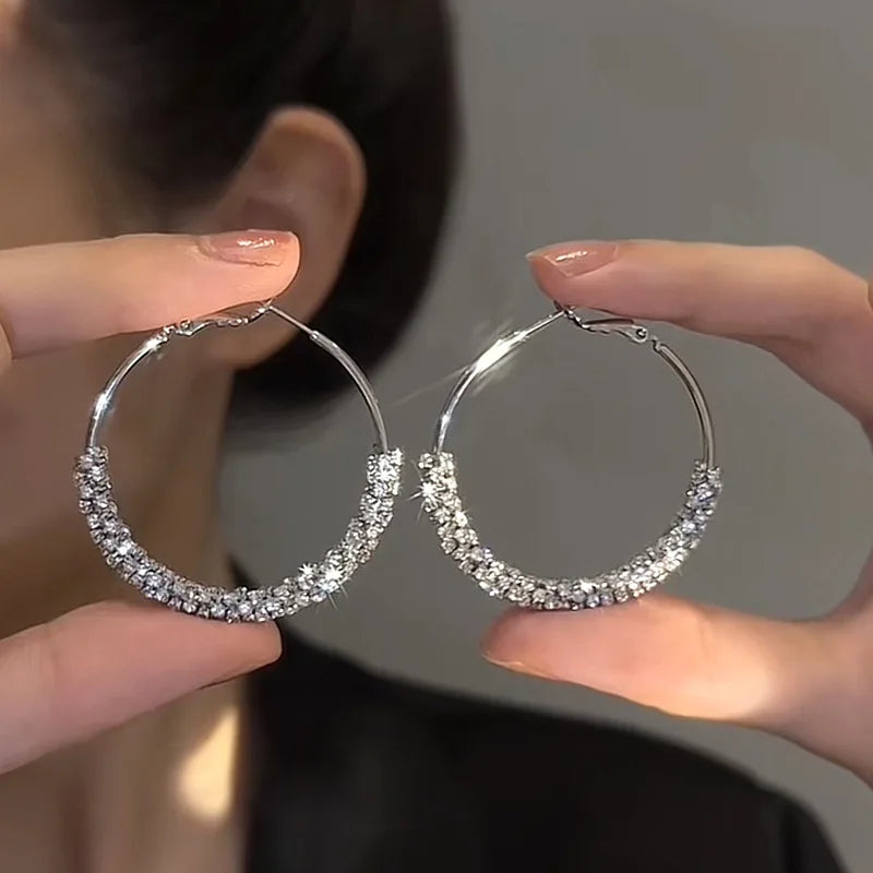 Big Full Crystal Circle Hoop Earrings
