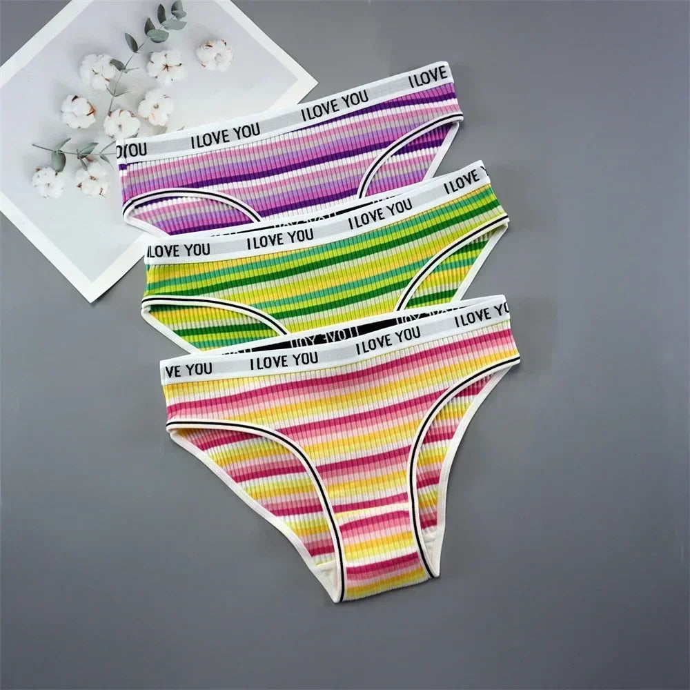 3PCS/Set Letter Printed Cotton Underwear Breathable Comfort Sexy Lingerie
