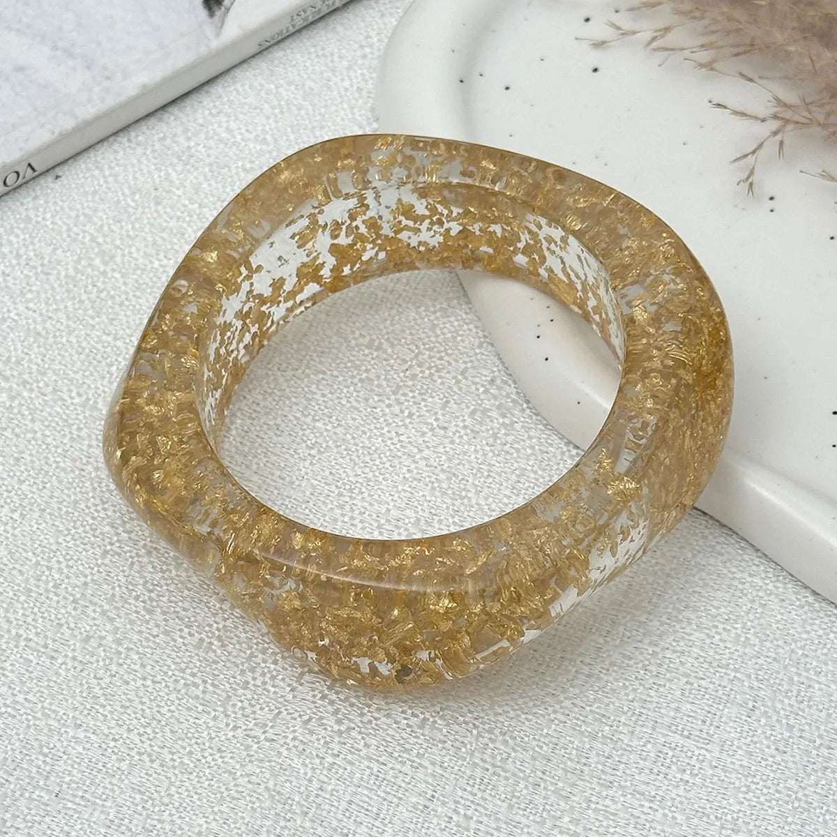 Irregular Acrylic Resin Wide Metal Geometric Bracelet