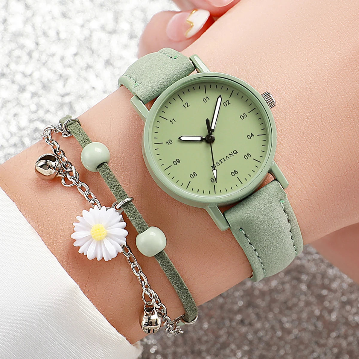 2PCS/Set Arabic Dial Leather Strap Quartz Watches