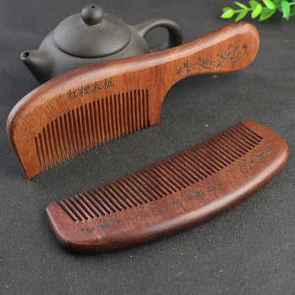 Natural Peach Solid Wood Anti-Static Hair Brush