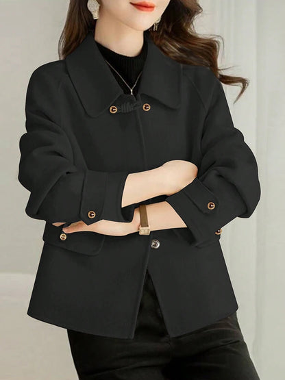 Elegant Solid Short Warm Formal Office Female Coat
