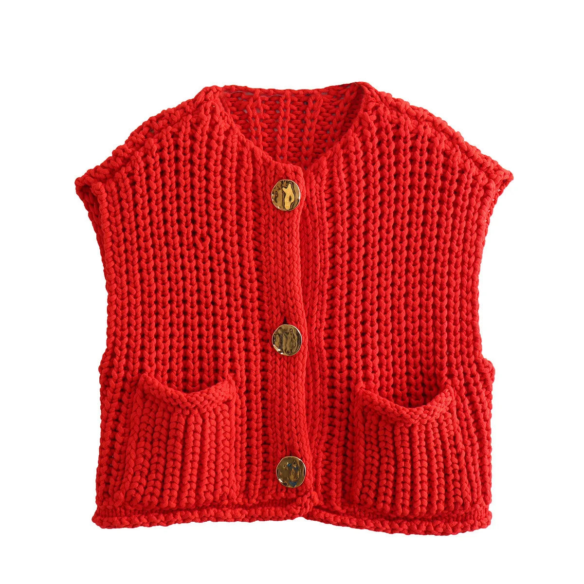Korean Crop Sweater Vest Solid Loose Casual Sweater Vest