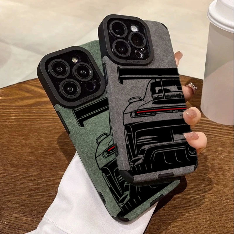 Cool Sports Car Phone Case For iPhone 18 Pro Max Faux Leather Cover