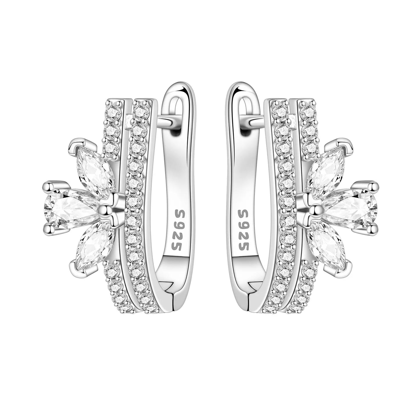 Orstarry Original 925 Sterling Silver Blue Iris Flower Earrings