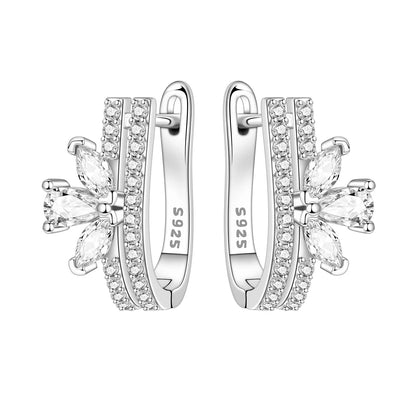 Orstarry Original 925 Sterling Silver Blue Iris Flower Earrings