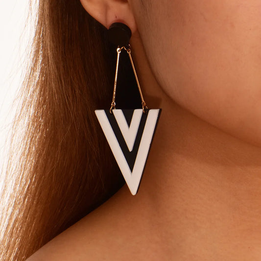 Triangle Long Dangle Geometric Earrings