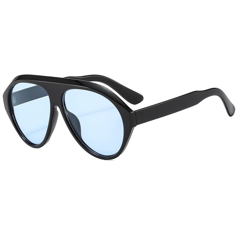 Retro Oversized Pilot Oval Multi Color Lens Sun Glasses