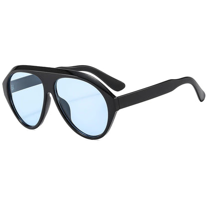 Retro Oversized Pilot Oval Multi Color Lens Sun Glasses
