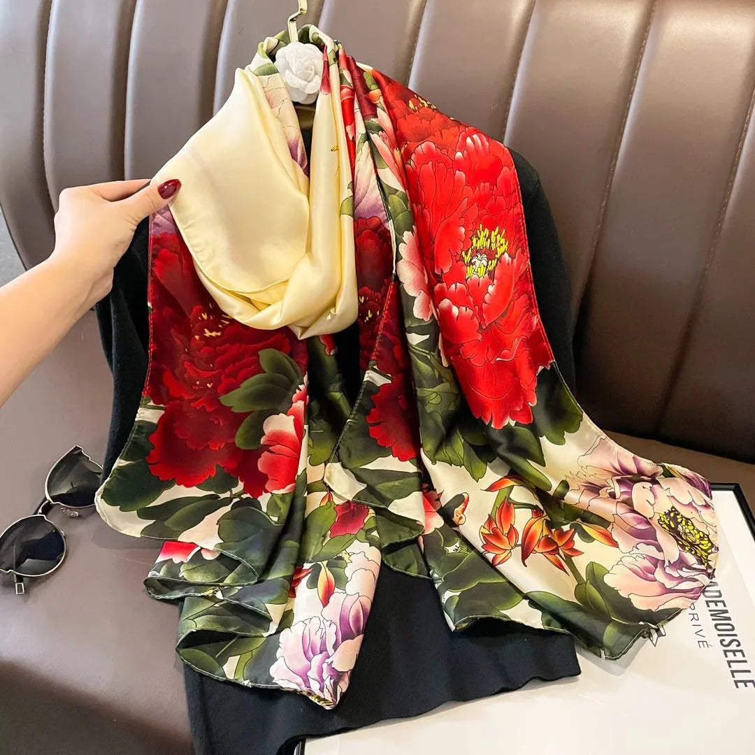 180*90cm Luxury Classic Sun Protection Silk Scarves Silk Shawl