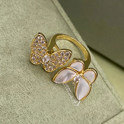 Natural Stone Butterfly Zircon Rings