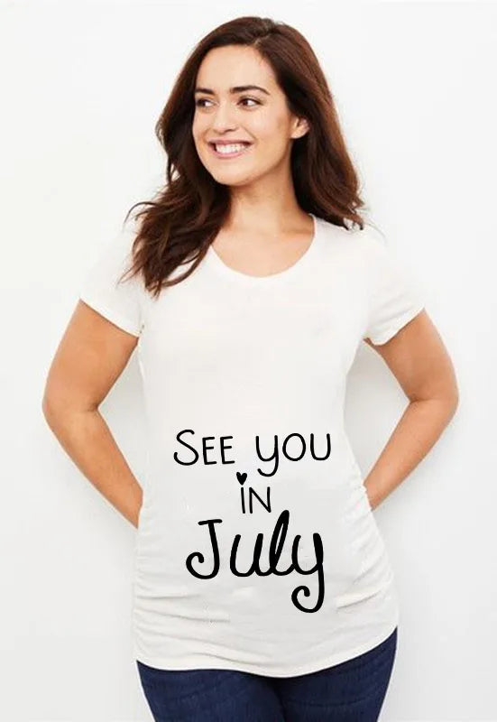 See You In May Print Maternity Short Sleeve T-shirt Pregnancy