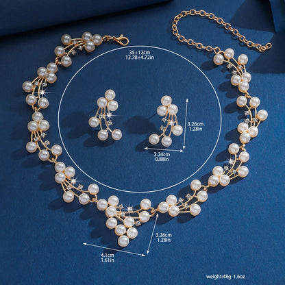 Imitation pearl necklace jewelry set