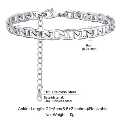 U7 Ankle Cuban Link Snake Figaro Bracelets
