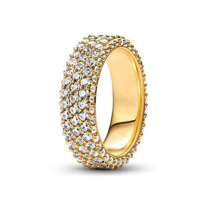Dazzling Full Zircon 925 Pure Silver Widened Round Butterfly Ring
