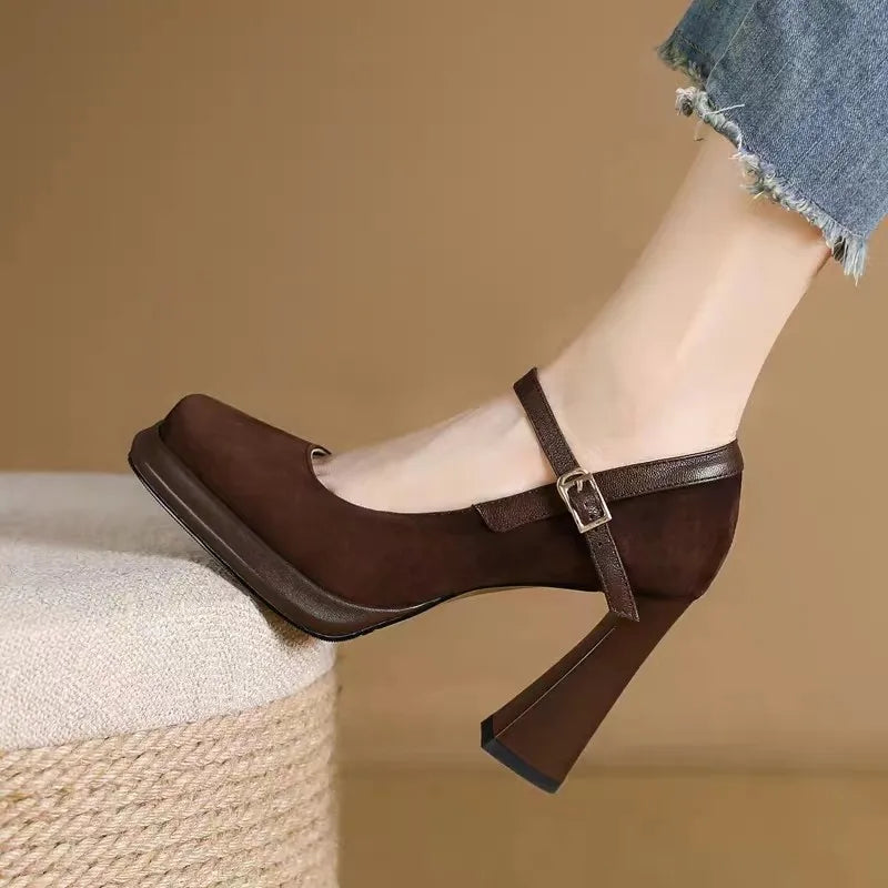 Sexy super high-heeled ankle-attached platform high-heeled shoes