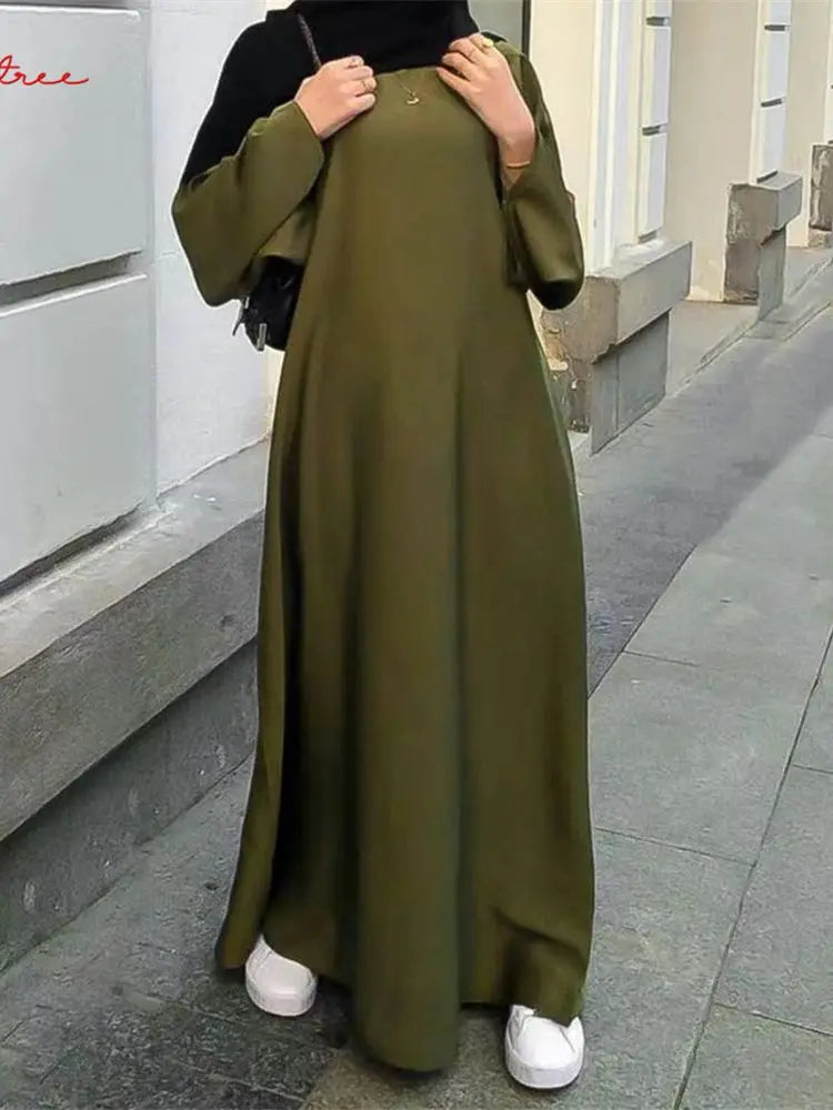 Silky Muslim Full Length Flare Sleeved Soft Abaya
