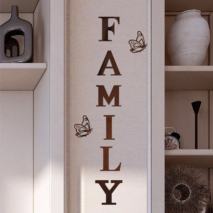 Two butterflies English Letters Family 3D Mirror Wall Stickers