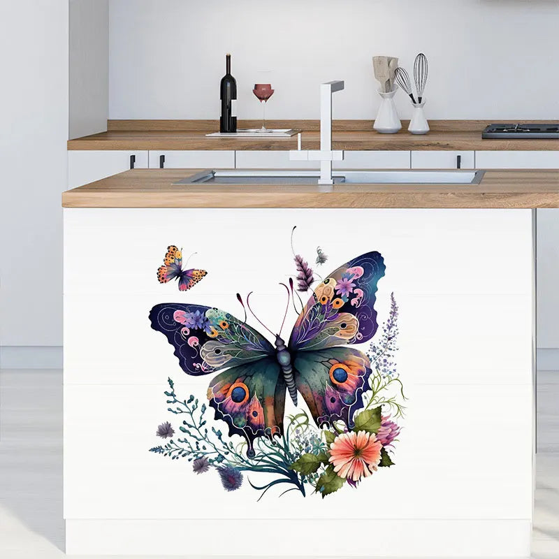 Butterflies Plants Flowers Wall Sticker