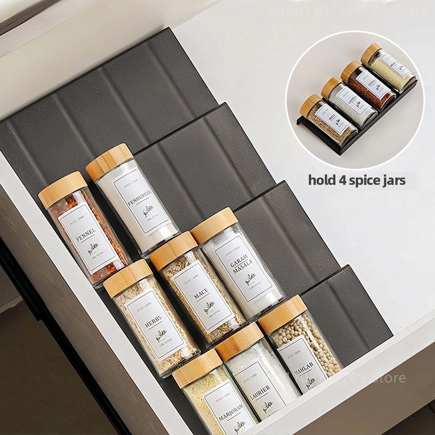 Drawer Spice Racks for Kitchen 4 Layers Adjustable Spice Rack