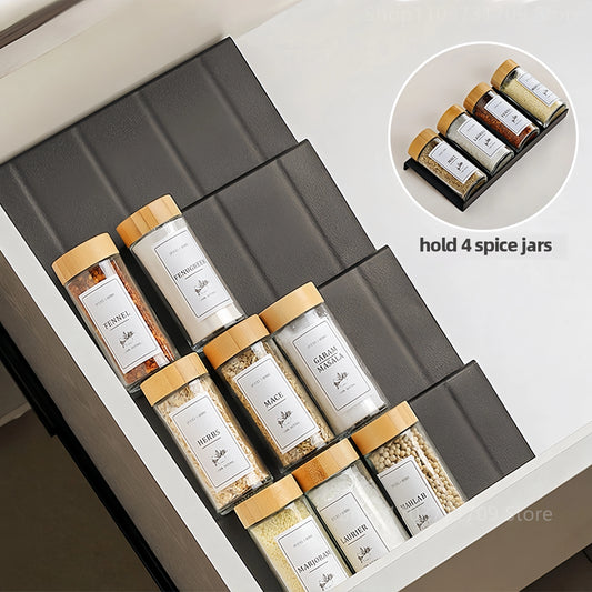 Drawer Spice Racks for Kitchen 4 Layers Adjustable Spice Rack