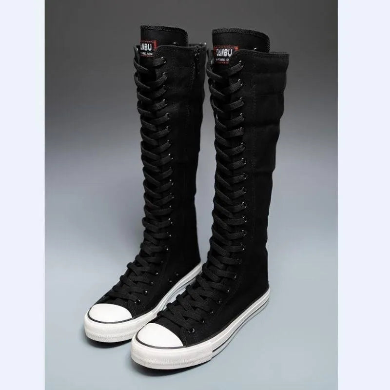 High Top Canvas Korean Long Boot