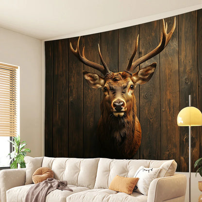 Classic Deer Head Tapestry Elegant Polyester Wall Art